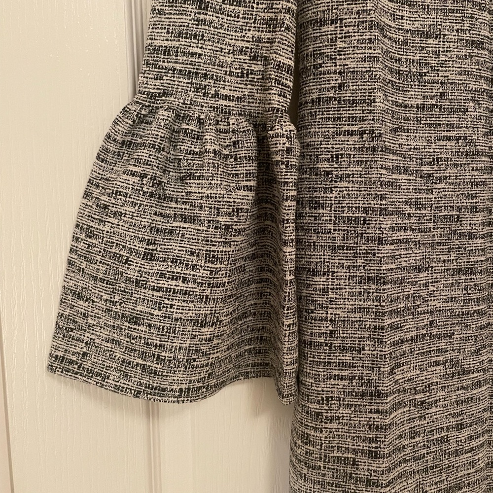 BANANA REPUBLIC Black and White Bell Sleeve Tweed Dress - Picture 8 of 15